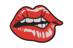 Biting Lips Embroidery Design Pattern