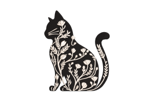 Botanical Cat Embroidery Design