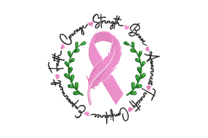 Breast Cancer Awareness Ribbon Embroidery Design