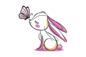 Butterfly Bunny Embroidery Design