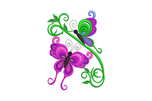 Butterfly Flower Corner Embroidery Design