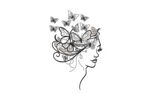 Butterfly Hair Woman Embroidery Design