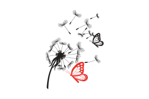Butterfly and Dandelion Embroidery Design