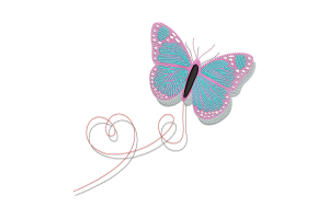 Butterfly with Heart Trail Embroidery Design