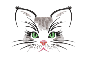 Cat Eye Face Embroidery Design