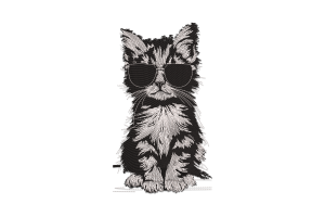 Cat With Sunglasses Embroidery Design