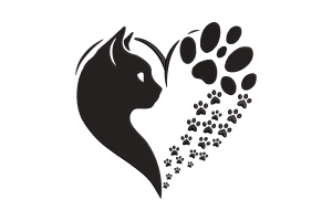 Cat and Paw Print Heart Embroidery Design
