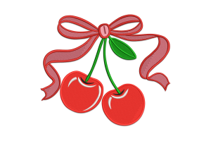 Cherry Bow Embroidery Design
