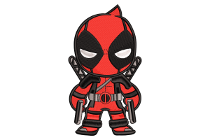 Chibi Deadpool Dual Katanas Embroidery Design