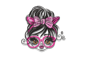 Chic Glasses Girl Embroidery Design