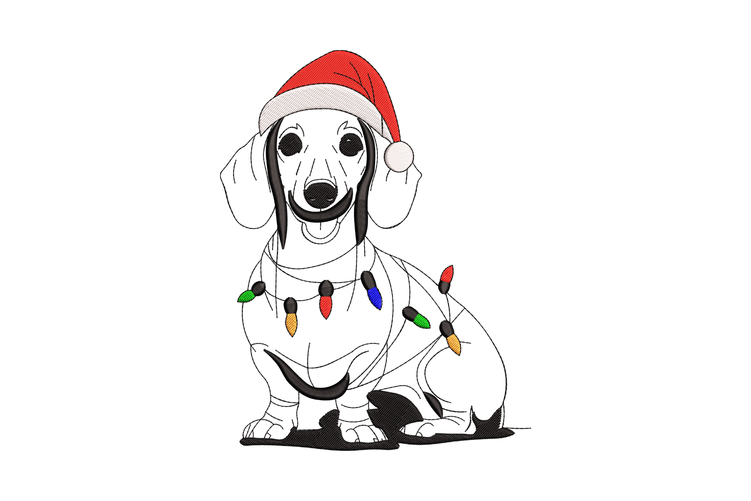 Christmas Dachshund Embroidery Design