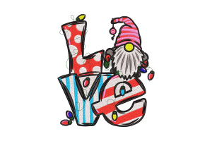 Christmas Gnome Love Embroidery Design