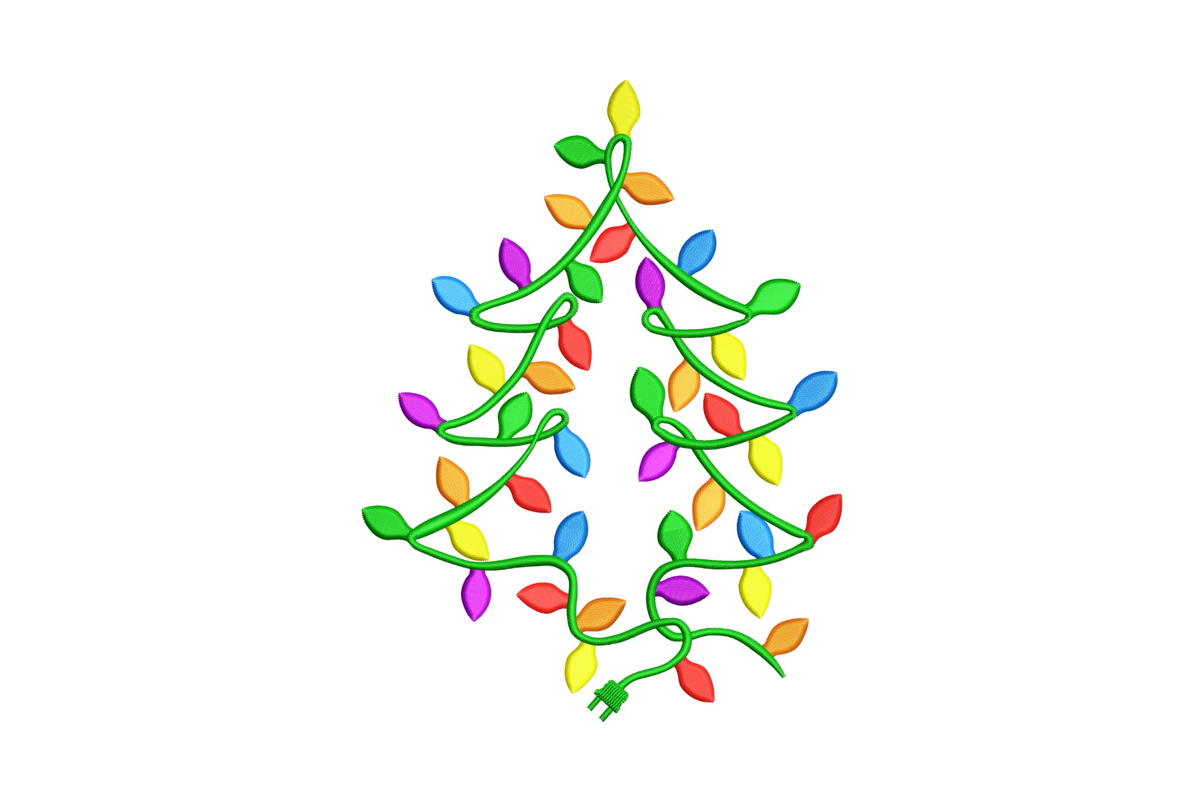 Christmas Lights Tree Embroidery Design