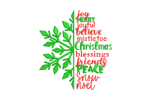 Christmas Snowflake Word Art Embroidery Design