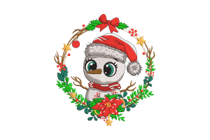 Christmas Snowman Wreath Embroidery Design