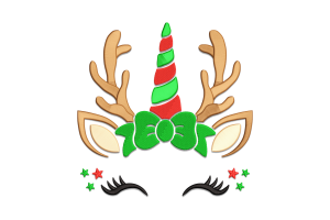 Christmas Unicorn Reindeer Embroidery Design