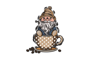 Coffee Gnome Embroidery Design