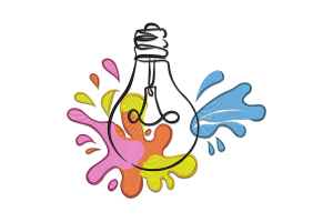 Color Splash Light Bulb Embroidery Design