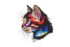 Colorful Cat Embroidery Design