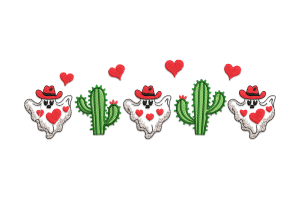 Cowboy Ghost Valentine Embroidery Design