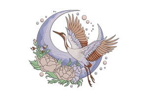 Crane Bird Embroidery Design