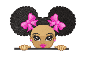 Cute Afro Girl Embroidery Design