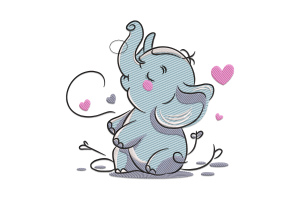 Cute Baby Elephant Embroidery Design