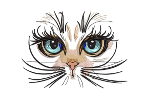 Cute Cat Face Embroidery Design