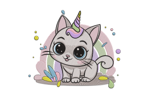 Cute Cat Unicorn Embroidery Design