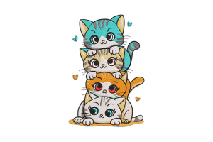 Cute Cats Embroidery Design