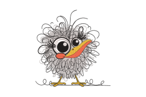 Cute Fluffy Bird Embroidery Design