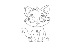 Cute Kitten Outline Embroidery Design