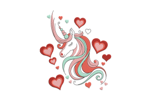 Cute Love Unicorn Embroidery Design