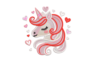Cute Love Unicorn Machine Embroidery Design