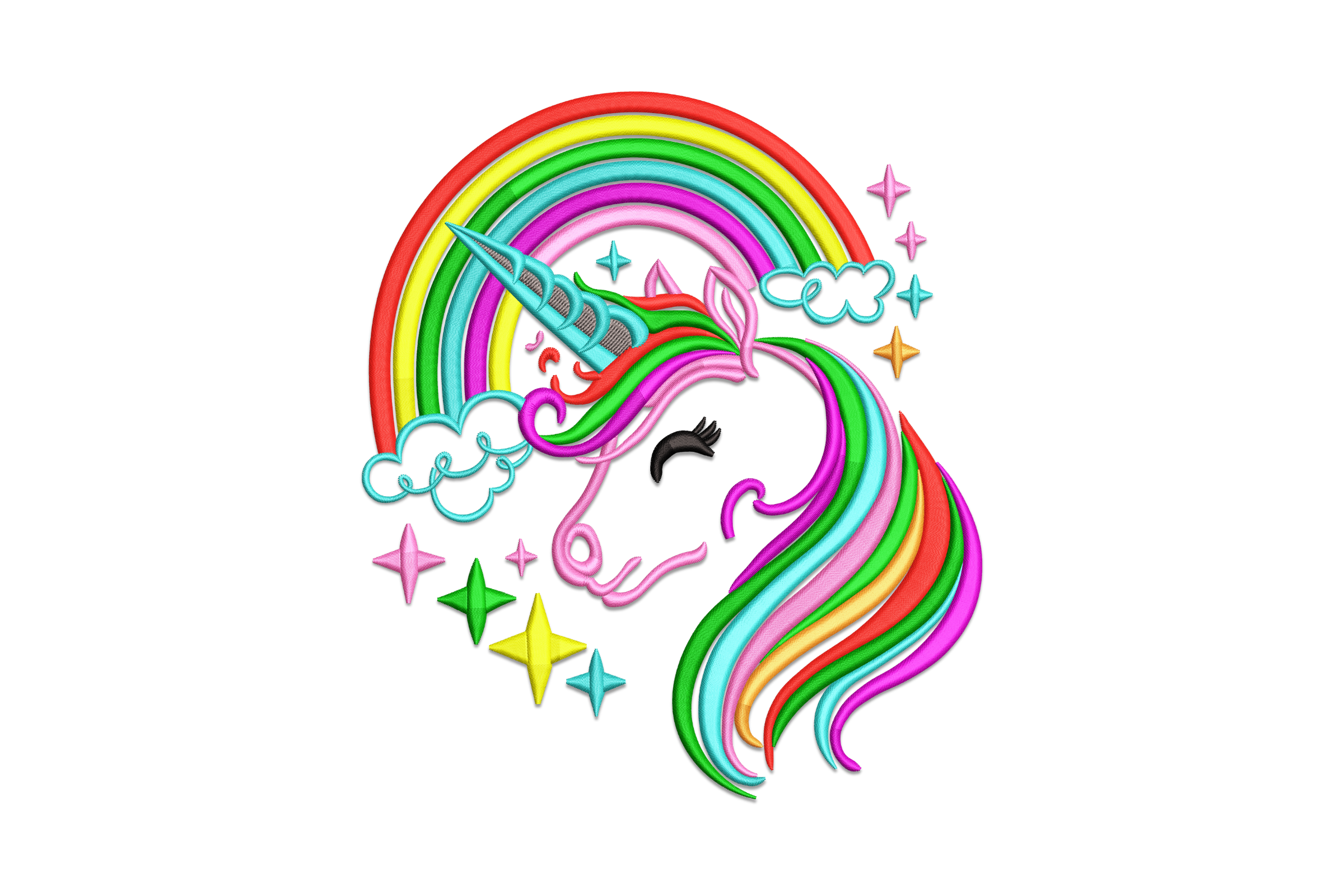 Cute Rainbow Unicorn Machine Embroidery Design