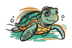 Cute Turtle Embroidery Design