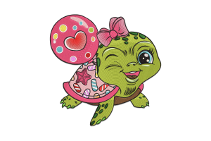 Cute applique Turtle Embroidery Design