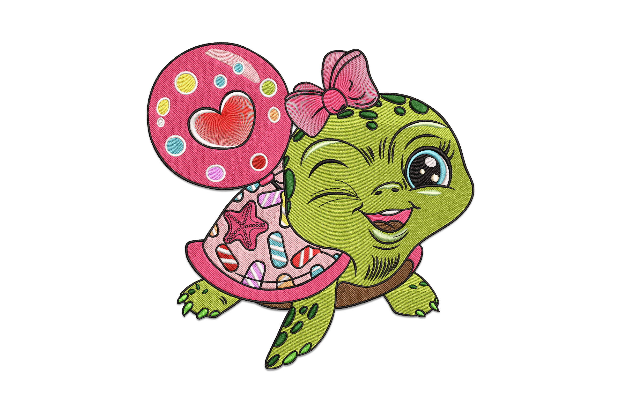 Cute applique Turtle Embroidery Design