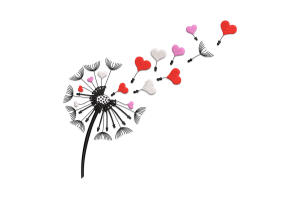 Dandelion With Red Hearts Embroidery Design
