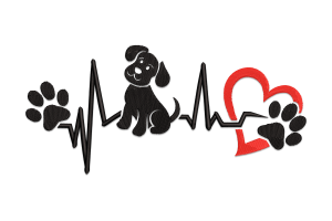 Dog Heartbeat Paw Print Embroidery Design