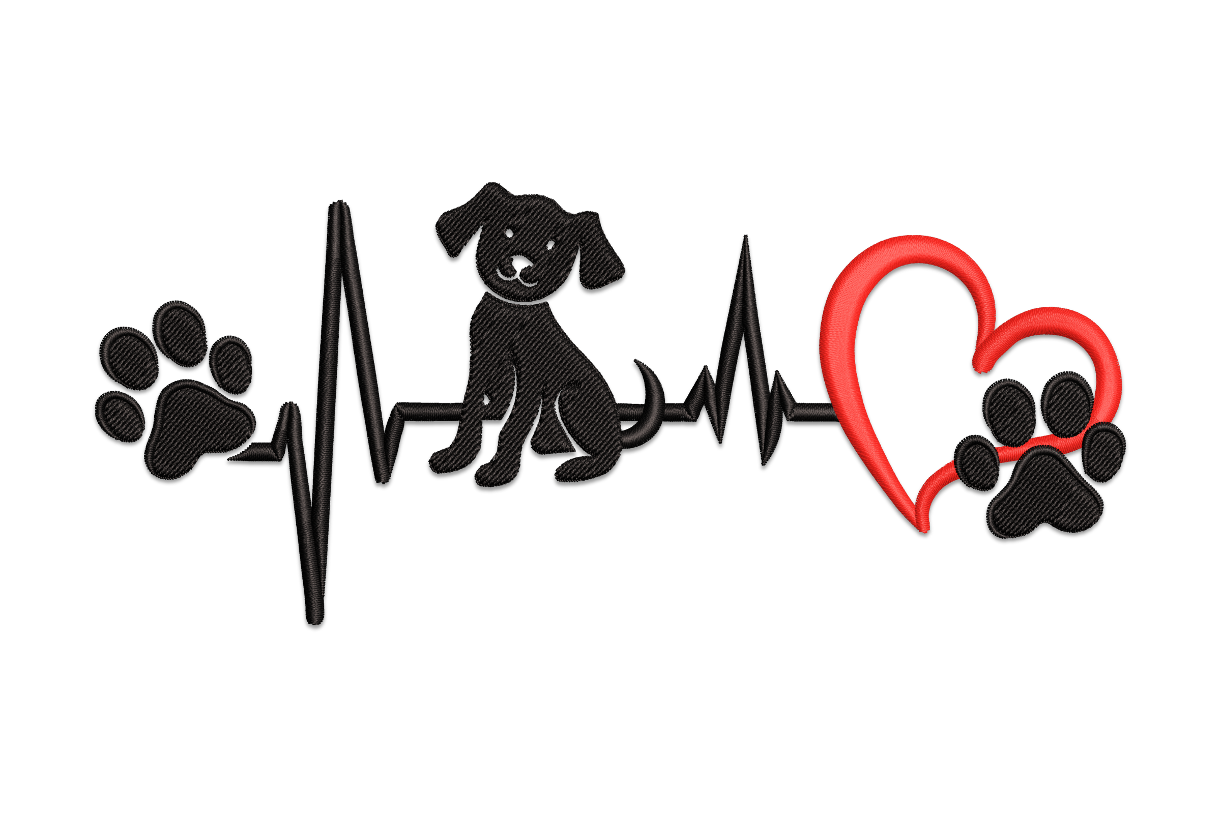 Dog Paw Heart Machine Embroidery Design