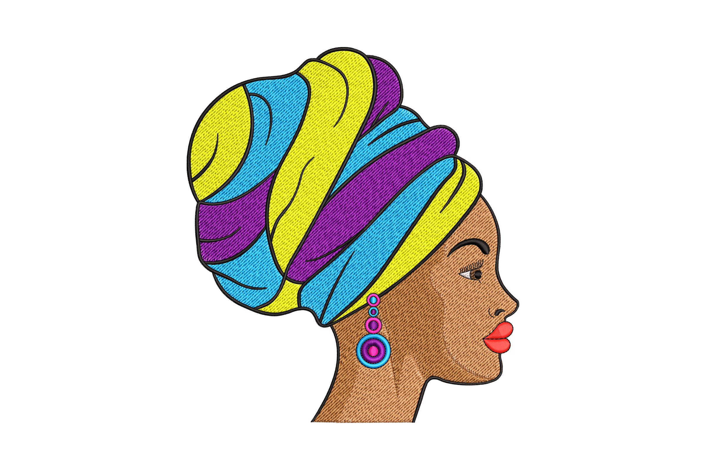 Elegant African Woman Embroidery Design