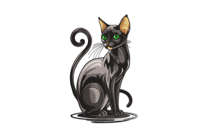 Elegant Black Cat Embroidery Design