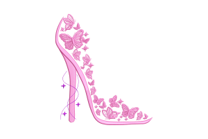 Elegant Butterfly High Heel Machine Embroidery Design