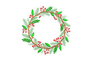 Elegant Christmas Wreath Embroidery Design