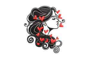 Elegant Hair and Hearts Embroidery Design
