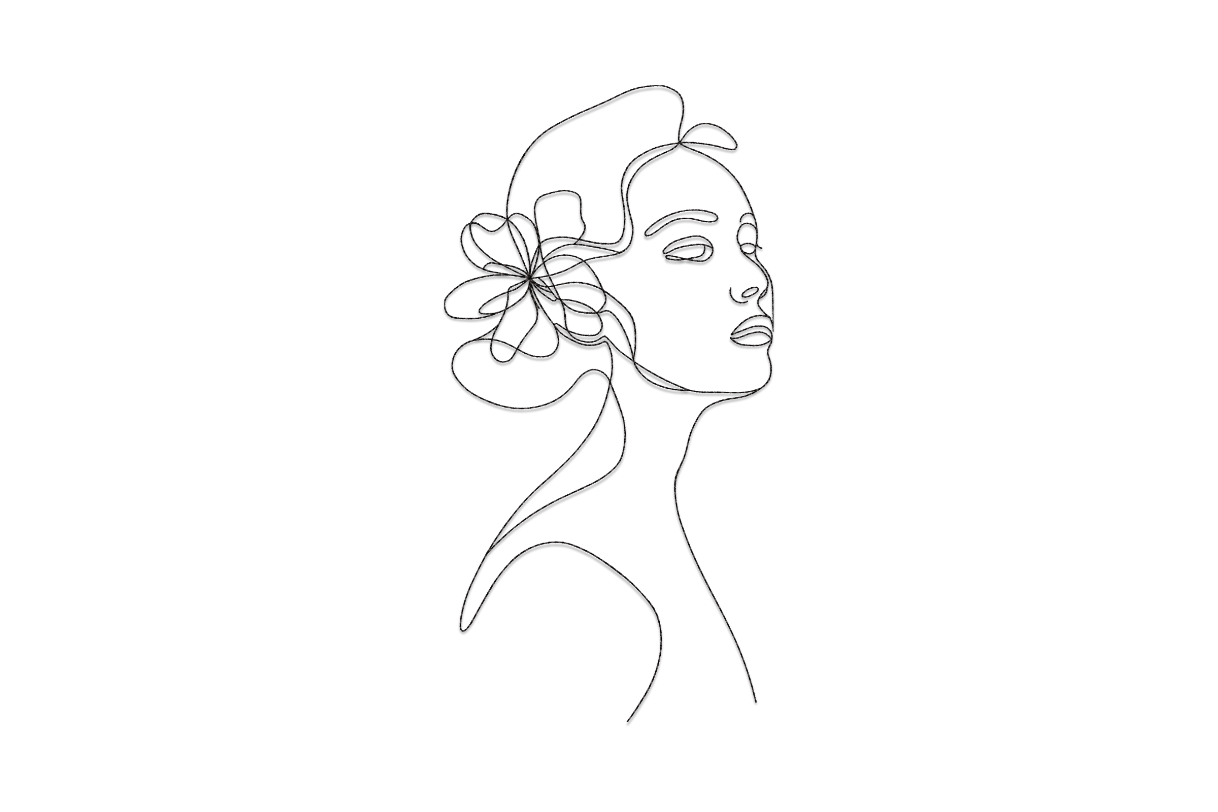 Elegant Line Art Woman Portrait Embroidery Design