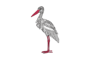 Elegant Stork Embroidery Design