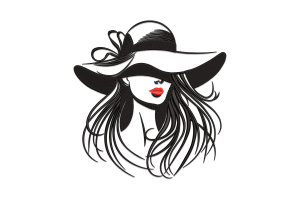 Elegant Woman with Hat Embroidery Design