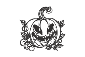 Evil Pumpkin Vine Embroidery Design